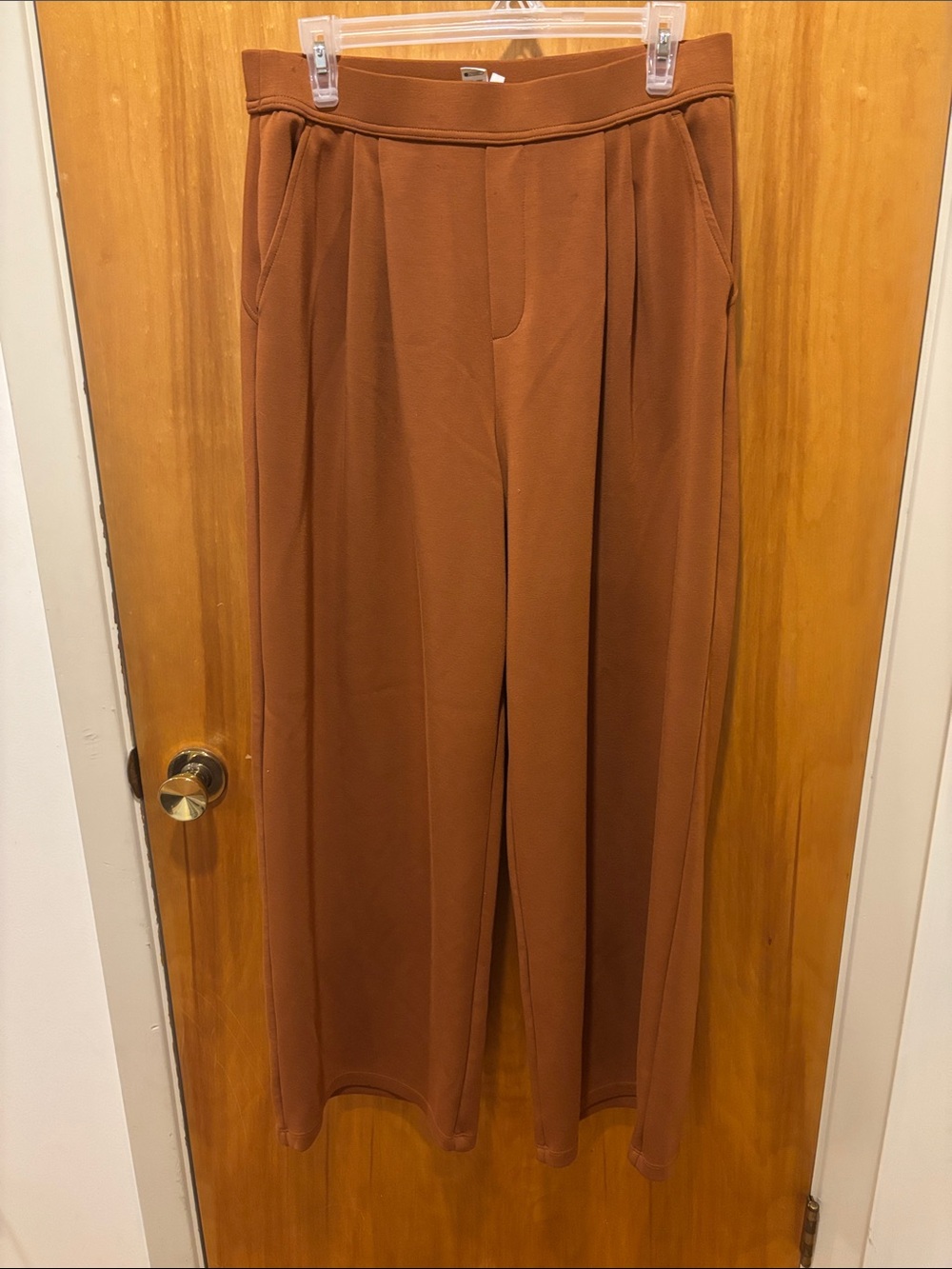 HALARA Wide-Leg High-Rise Pants in Rust
